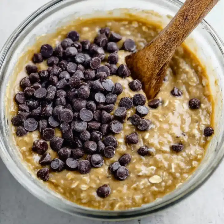 healthy banana oatmeal chocolate chip muffins recipe 6 Mixing banana oatmeal chocolate chip muffin batter
