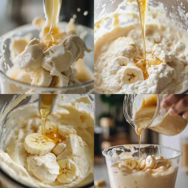 cottage cheese banana pudding: easy high protein Dessert 4 Blended cottage cheese banana pudding in blender