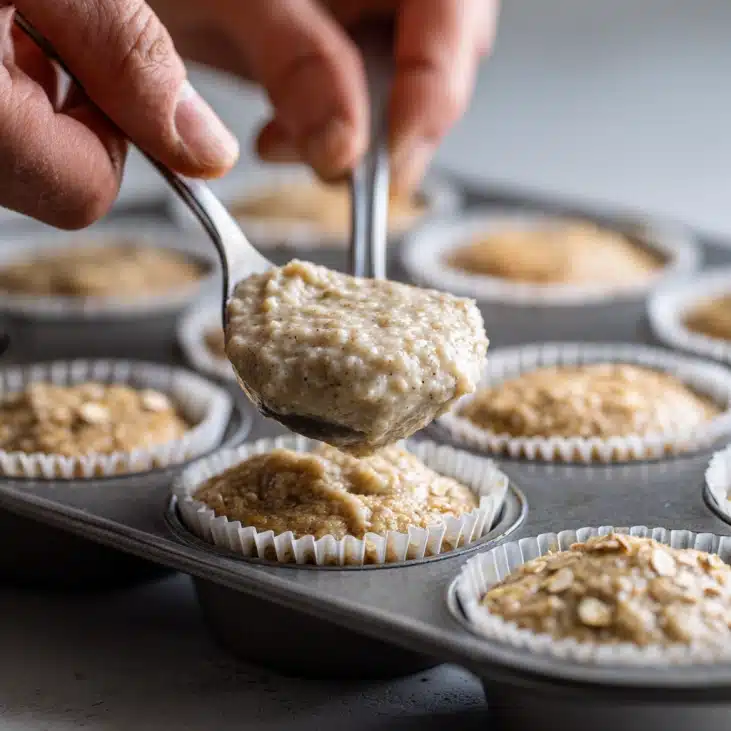 Cottage Cheese Banana Muffins: Easy Breakfast Recipe 6 Cottage cheese banana muffins ready for baking