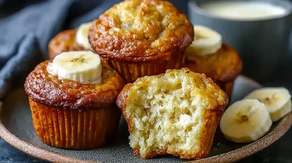 High protein cottage cheese banana muffins cooling on rack
