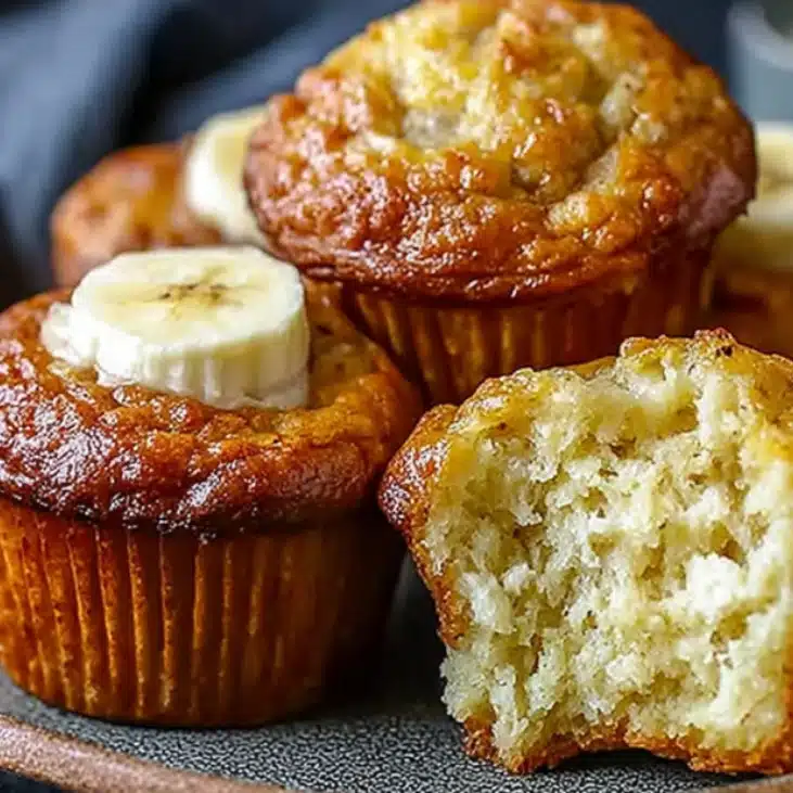 Cottage Cheese Banana Muffins: Easy Breakfast Recipe 4 Fluffy cottage cheese banana muffins sliced open
