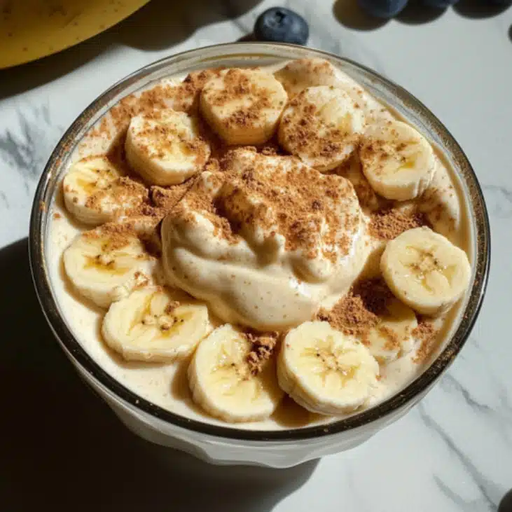 cottage cheese banana pudding: easy high protein Dessert 3 Recipe card for cottage cheese banana pudding