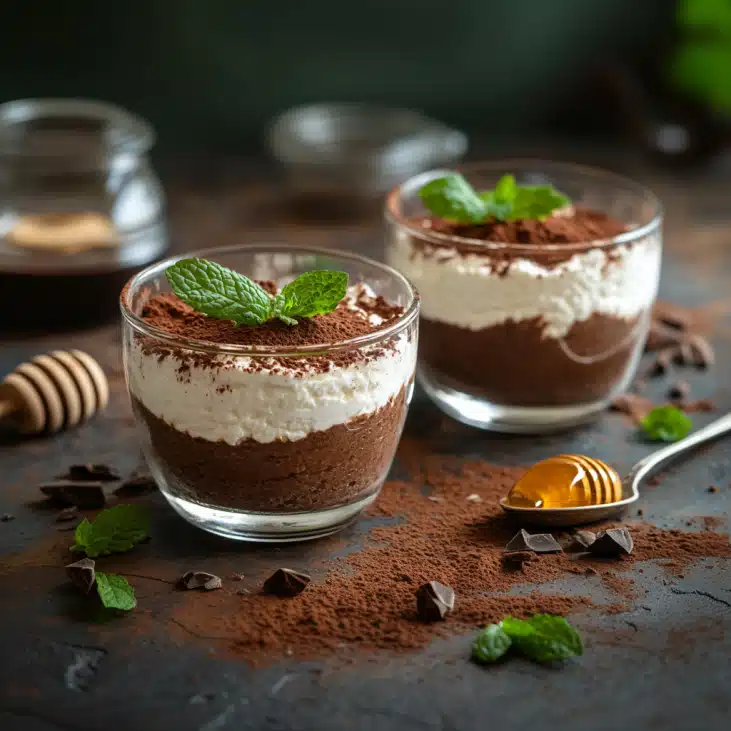 Cottage Cheese Chocolate Mousse: High Protein Dessert 6 Served cottage cheese chocolate mousse with toppings