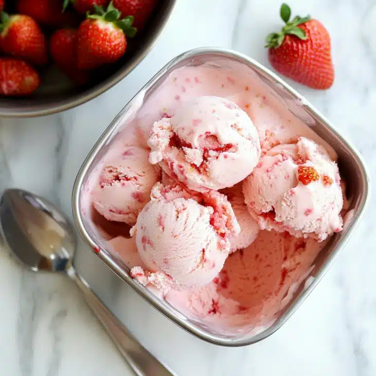 Strawberry Cottage Cheese Ice Cream: Easy High Protein Recipe 4 Strawberry cottage cheese ice cream with fresh strawberries