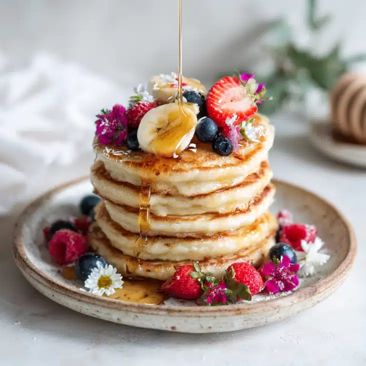Cottage Cheese Breakfast Recipes 2 Banana cottage cheese pancakes with honey and berries