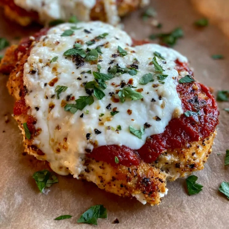 High‑Protein Chicken Parmesan with Cottage Cheese Recipe 5 Chicken parmesan with cottage cheese served in a rustic dish