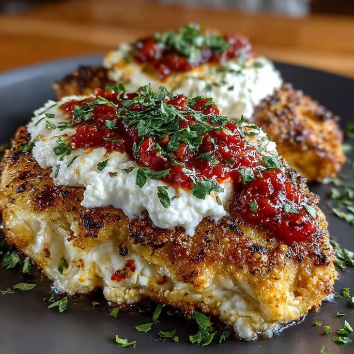 High‑Protein Chicken Parmesan with Cottage Cheese Recipe 7 Served plate of chicken parmesan with cottage cheese and vegetables