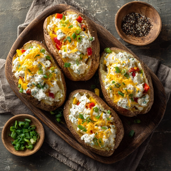 High‑Protein Baked Potato And Cottage Cheese Recipe 8 preparing baked potato and cottage cheese filling