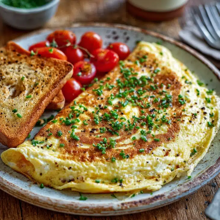 Cottage Cheese Breakfast Recipes 5 Cottage cheese omelette served with toast and cherry tomatoes