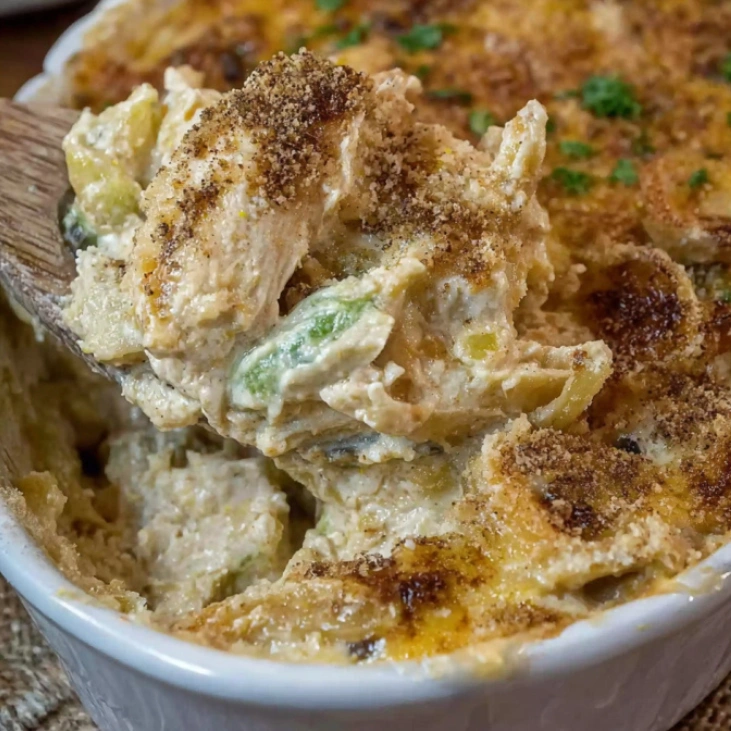 High Protein Cheesy Chicken Bake Recipe 8 Protein cheesy chicken bake fresh out of oven