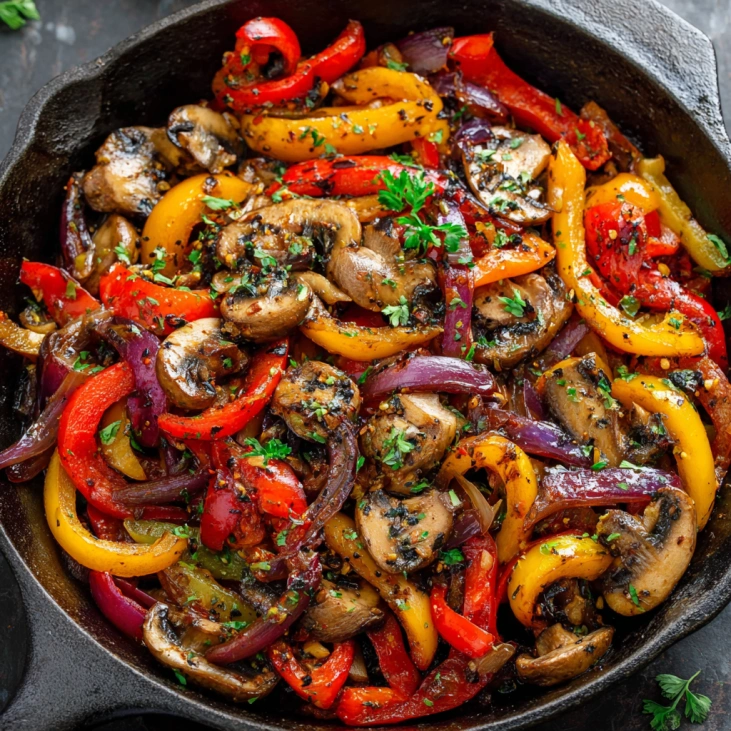 Veggie Fajita Stuffed Sweet Potatoes: Healthy Vegan Dinner 9 sautéed fajita vegetables