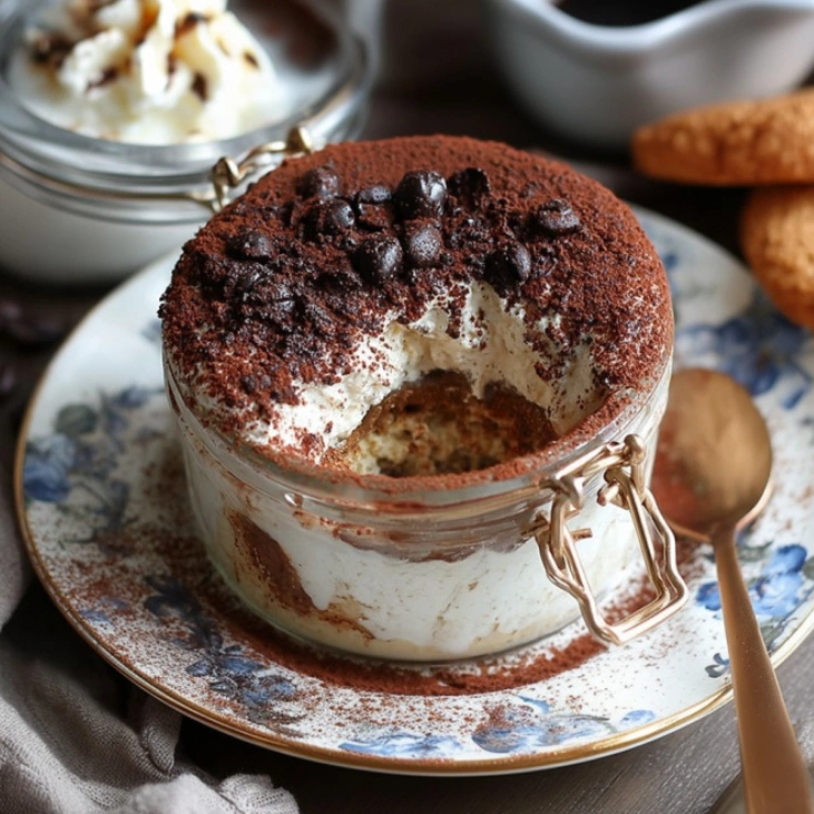 High-Protein Cottage Cheese Tiramisu Oats Recipe 8 Cottage cheese tiramisu oats in a clean jar