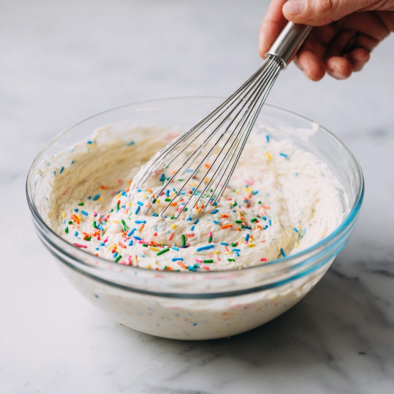 3 Ingredient Dunkaroo Dip Recipe 8 Mixing cake mix and yogurt for Dunkaroo Dip Recipe