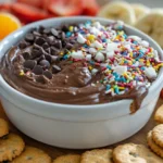 Chocolate Dunkaroo dip with sprinkles and dippers
